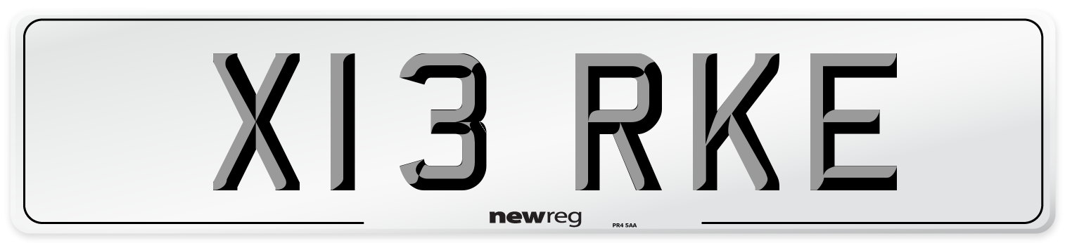 X13 RKE Number Plate from New Reg